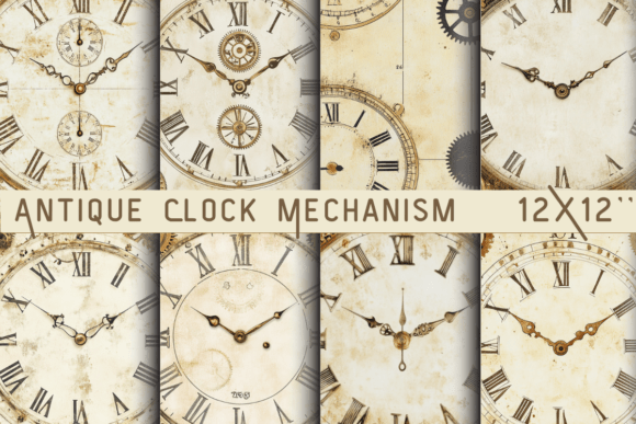 Antique Clock Mechanism Paper: A Timeless Design Asset
