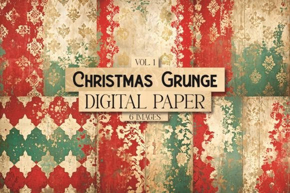 Christmas Grunge Digital Paper Vol. 1: Unwrap the Vintage Vibe