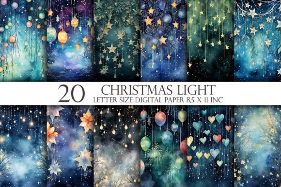 Christmas Lights 20 Digital Paper: Festive Design Assets