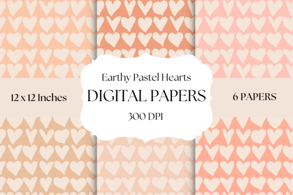 Earthy Pastel Hearts Digital Papers for Gentle Design