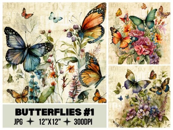 Elevate Your Projects with Vintage Butterfly Digital Paper