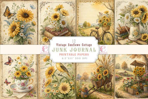 Embrace Rustic Charm with the Vintage Sunflower Cottage Junk Journal