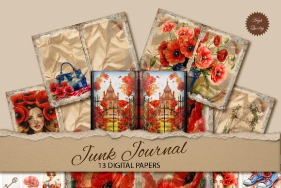 Embrace Timeless Charm with Vintage Poppy Watercolor Junk Journals