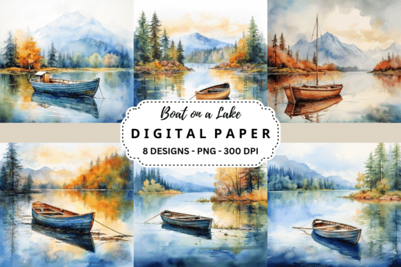 Embrace Tranquility with a Boat on a Lake Watercolor Background