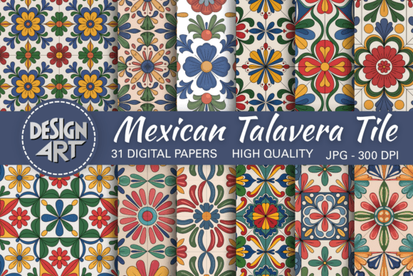 Mexican Talavera Tile Background: Timeless Artistry for Modern Designs