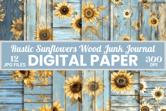 Rustic Sunflowers Wood Junk Journal: A Warm Digital Paper Bundle