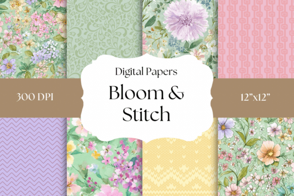 Spring Stitch & Flower Digital Papers: A Crafter's Garden