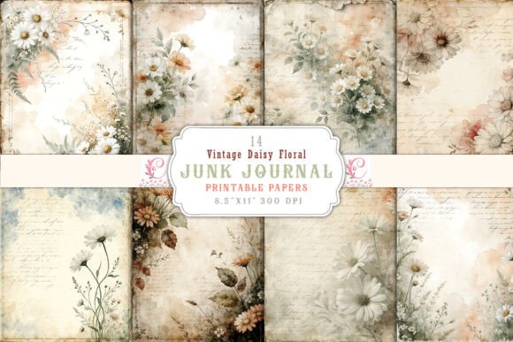 Timeless Charm: Using Vintage Daisy Floral Junk Journal Pages