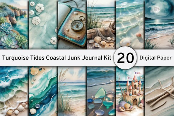 Turquoise Tides Coastal Junk Journal Kit: Effortless Coastal Designs