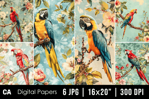 Unleash Creative Energy with Vintage Tropical Parrot Journal Pages
