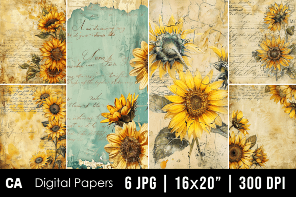 Unleash Creativity with Vintage Sunflower Journal Pages