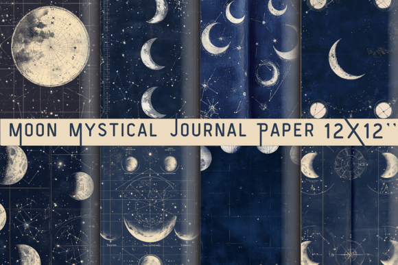 Unveiling the Moon Mystical Journal Paper Digital Pack