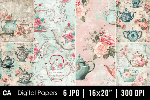 Using Vintage Floral Teapot Backgrounds in Your Projects