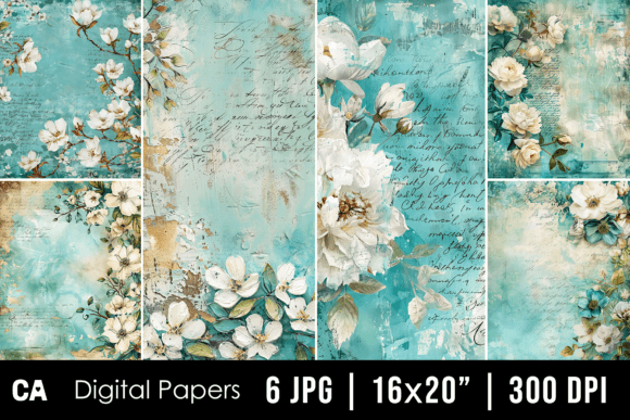 Vintage Turquoise Floral Journal Pages: A Designer's Guide